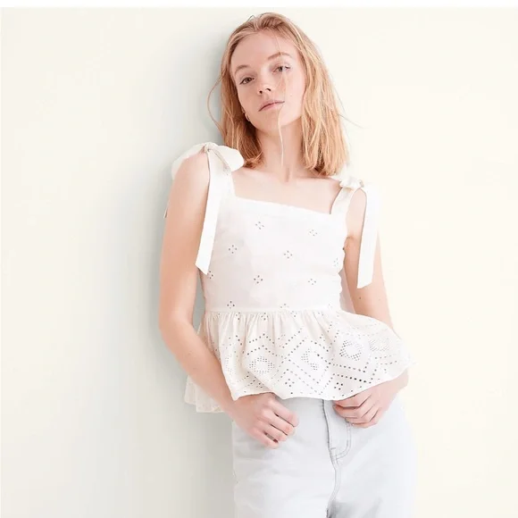 NWT Madewell Rosalie Tie-Strap Top in Geo Eyelet - Picture 4 of 8
